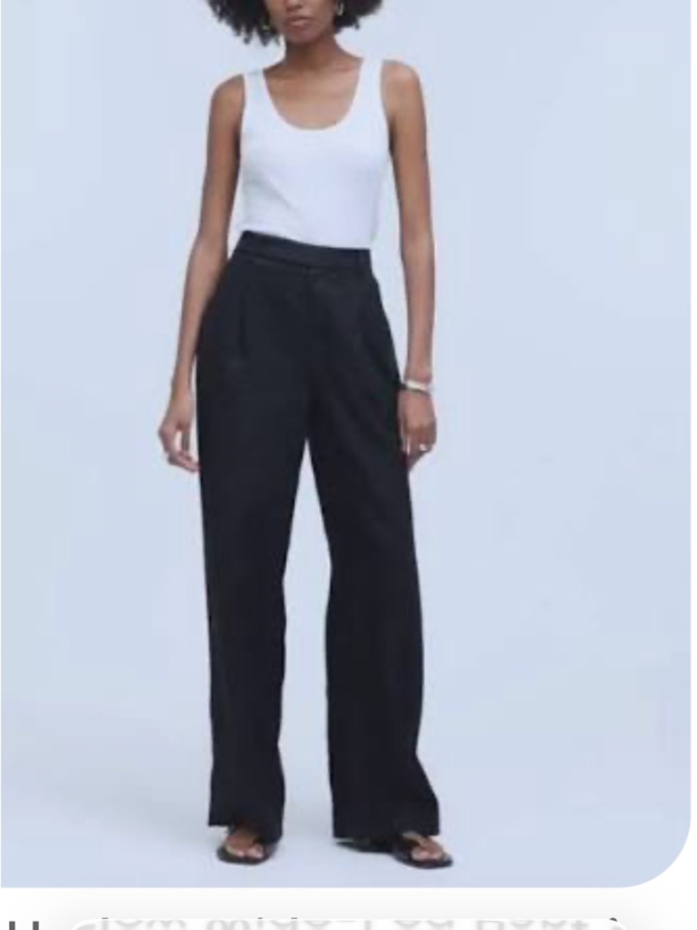 Madewell Black High-Rise Wide-Leg Linen Pants size 2
